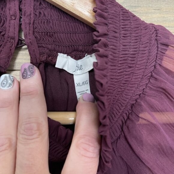 Women's Joie Smocked Long Sleeve Blouse XL - Picture 3 of 6